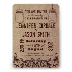 Mason Jars Rustic Country Wedding Invitations Personalized Announcement