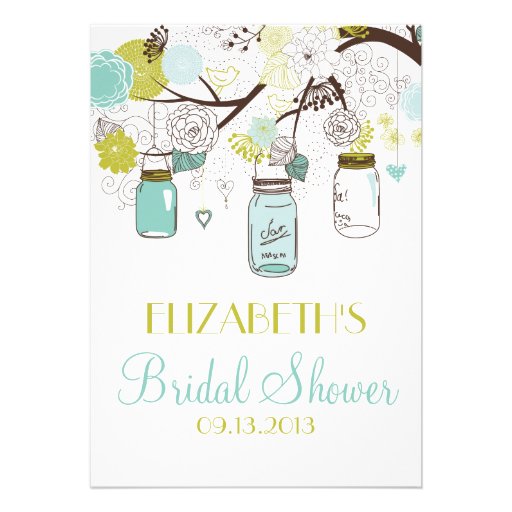 Mason Jars Spring Flowers Bridal Shower Invitation