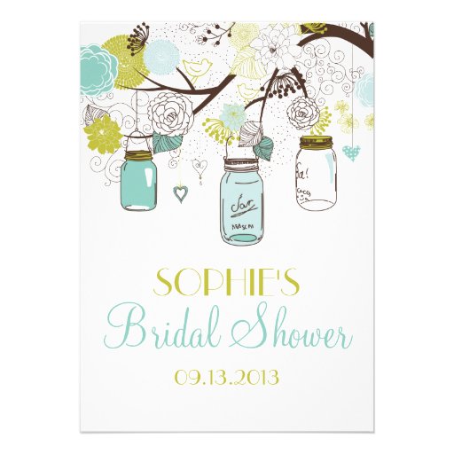 Mason Jars Spring Flowers Bridal Shower Invitation (front side)