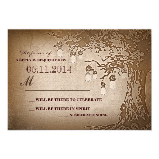 mason jars tree rustic wedding rsvp cards