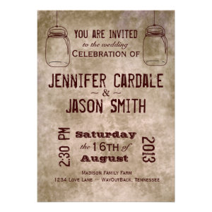Mason Jars Vintage Country Wedding Invitations
