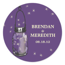 Mason Jars with fireflies Wedding Stickers