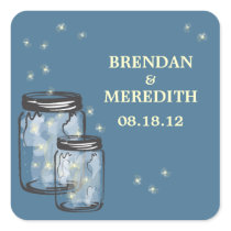 Mason Jars with fireflies Wedding Stickers