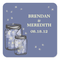 Mason Jars with fireflies Wedding Stickers