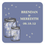 Mason Jars with fireflies Wedding Stickers
