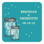 Mason Jars with fireflies Wedding Sticker