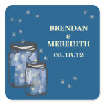 Mason Jars with fireflies Wedding Sticker