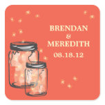 Mason Jars with fireflies Wedding Sticker