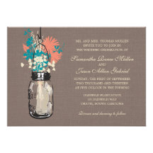 Mason Jars with Wildflowers Bridal Shower Custom Invitation
