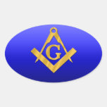 Mason Masonic with Gradient Blue Oval Stickers