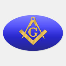 Mason Masonic with Gradient Blue Oval Stickers