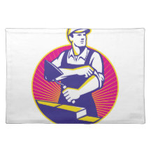 Mason Masonry Construction Worker Trowel Place Mat