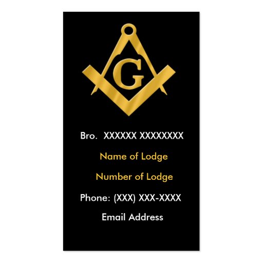 Masonic Business Black and Gold Business Card