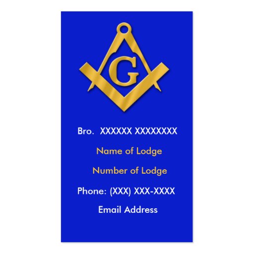 Masonic Business Blue and Gold Business Card Templates (front side)