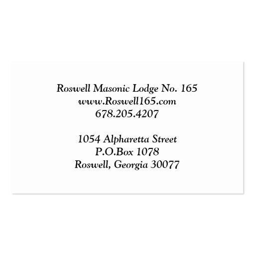 Masonic Business Card (back side)