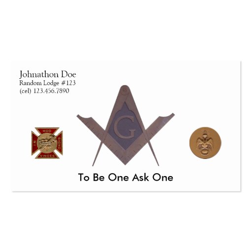 Masonic Business Card (front side)