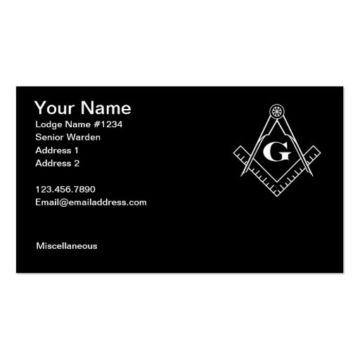 Masonic Business Card 2 (front side)