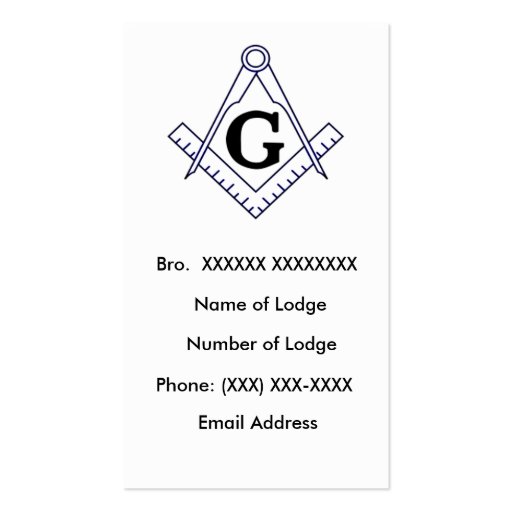 Masonic Business Card 3 (front side)