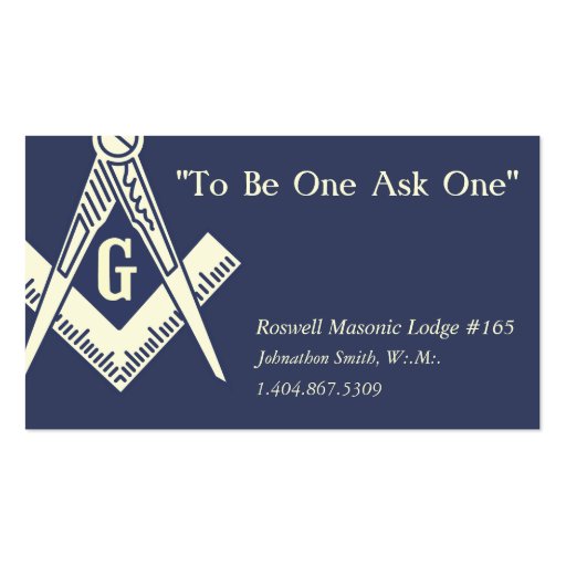 Masonic Business Card Business Cards (front side)
