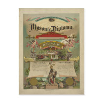 Masonic Diploma Freemason Freemasonry 1891 Postcards