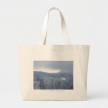 Masonic lodge, church steeple, snowy Oregon forest Bags