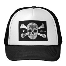 Masonic Skull & Bones, Square and Compass, Trowel, Hat