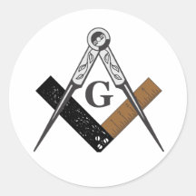 Masonic Square and Compass Round Stickers