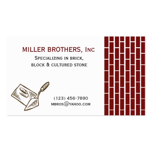 MASONRY Brick Construction Builder Business Card (front side)