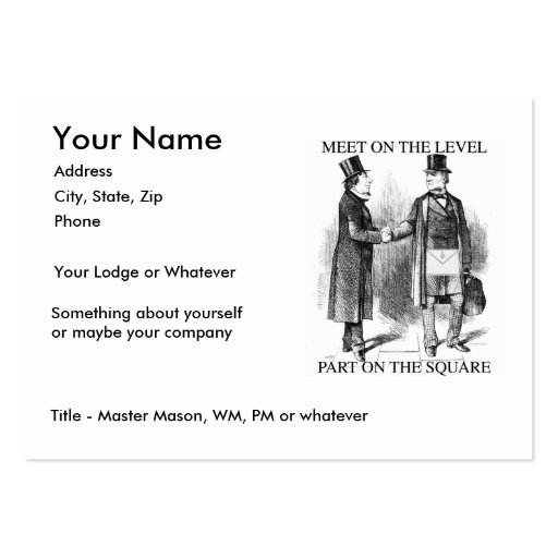 Masons Meeting, Large size Business Card Templates (front side)