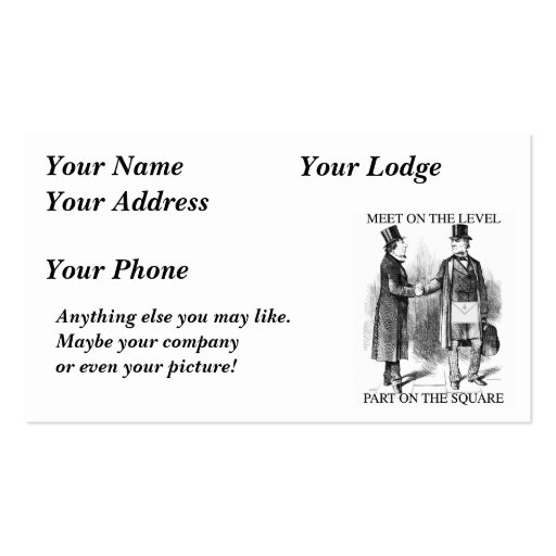 Masons Meeting Name or Business card