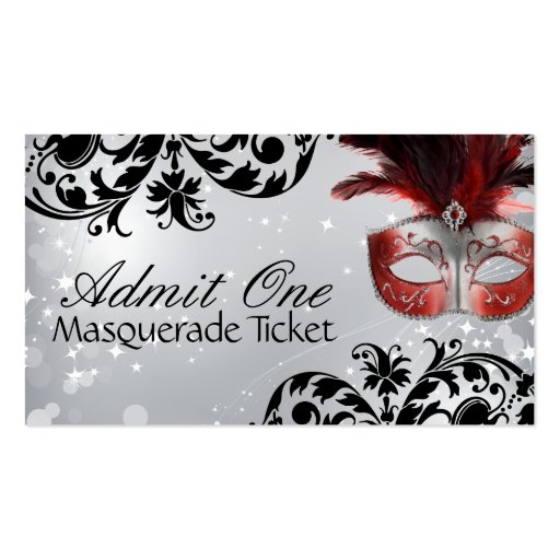 Masquerade Admission Tickets Business Card Templates