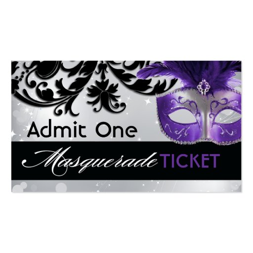 Masquerade Admission Tickets Business Card Templates (front side)