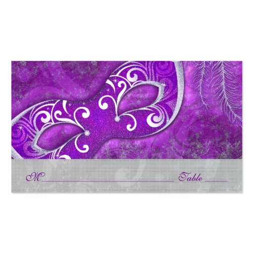 Masquerade Ball Mardi Gras Wedding Place Cards Business Card Templates (front side)