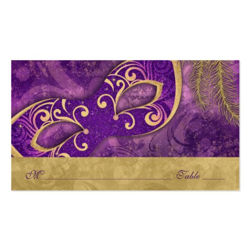 Masquerade Ball Mardi Gras Wedding Place Cards Business Card Templates (front side)