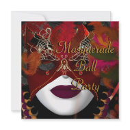 Masquerade Ball Party Mask Black Red 2 invitation