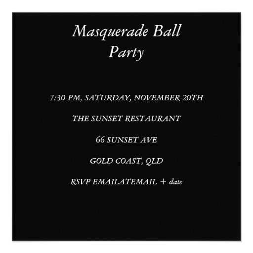 Masquerade Ball Party Mask Black Red 2 Invitations