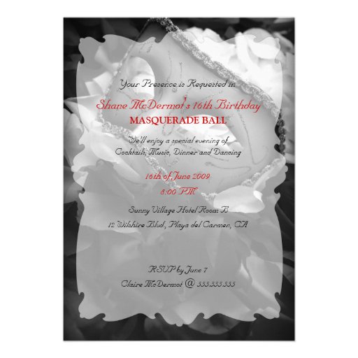 Masquerade Birthday Ball Costume Party Invitation