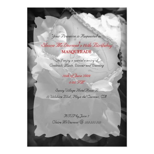 Masquerade Birthday Ball Costume Party Invitation