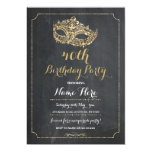 MASQUERADE Birthday Party Gold Mask Invite 40th 50