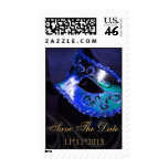 Masquerade Blue Save The Date Party Postage
