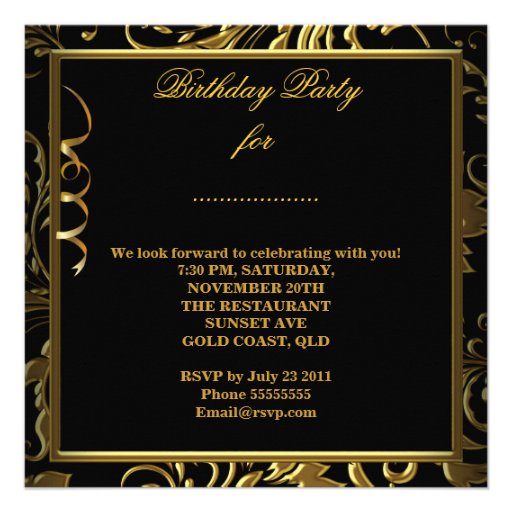 Masquerade Fabulous 50 Gold Blue Birthday Party Personalized Announcements