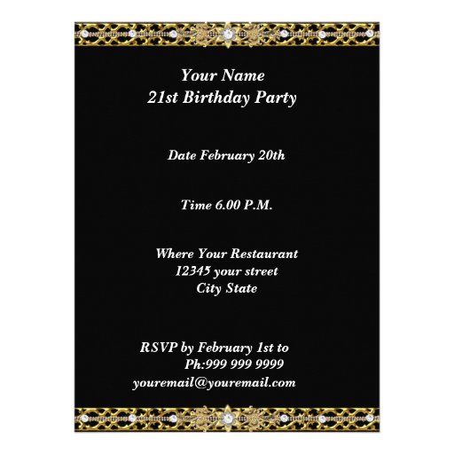 Masquerade Gold Black Hot Glamour Birthday Party Personalized Invites