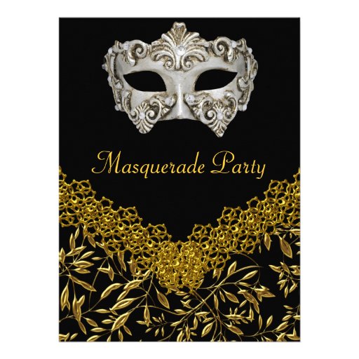 Masquerade Gold Black Hot Glamour Birthday Party Personalized Invites