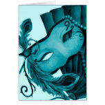 Masquerade In Teal Greeting Cards