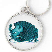 Masquerade in Teal Keychain by RankinOriginals Masquerade in Teal Keychain