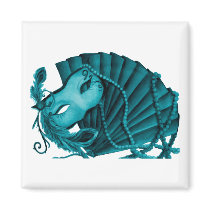 Masquerade in Teal Magnet