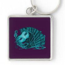Masquerade in Teal on purple Keychain