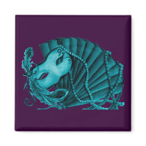 Masquerade in Teal on purple Magnet
