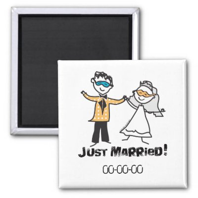 Masquerade Just Married Magnets
