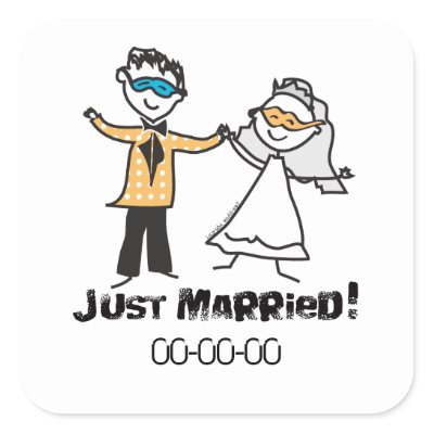Masquerade Just Married Sticker